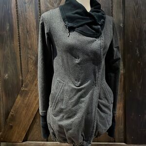 Lululemon grey and black elbow pad button closure high neck sweater cardigan